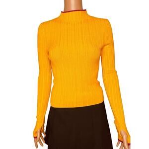 BDG Kiara Open back ribbed knit Sweater size Small Yellow/Magenta